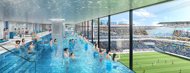 プールで観戦も！V・ファーレン長崎の新スタ「スタジアムシティ」、各施設の完成イメージはこんな感じ｜写真7