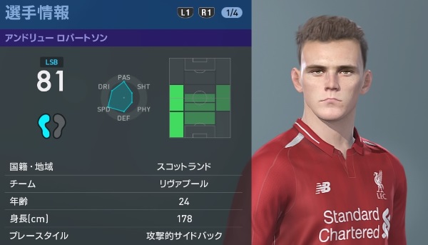 リヴァプールの主軸選手、『ウイイレ2019』での能力と顔はこんな感じ｜写真21