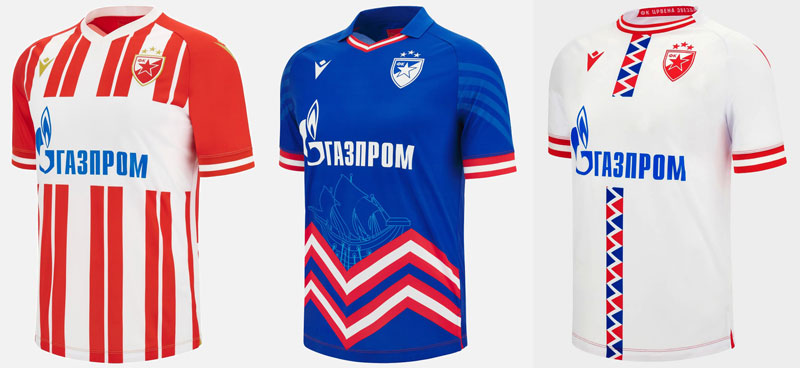 名門ツルヴェナ・ズヴェズダ、今季ユニは「Gazprom」継続！胸に“ロシア企業ロゴ”でCLを戦う｜写真8