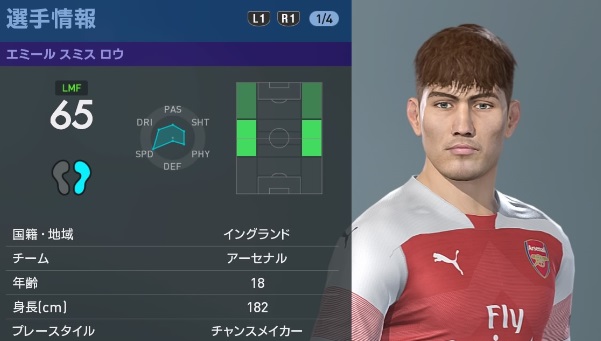 アーセナルの主軸選手、『ウイイレ2019』での能力と顔はこんな感じ｜写真51