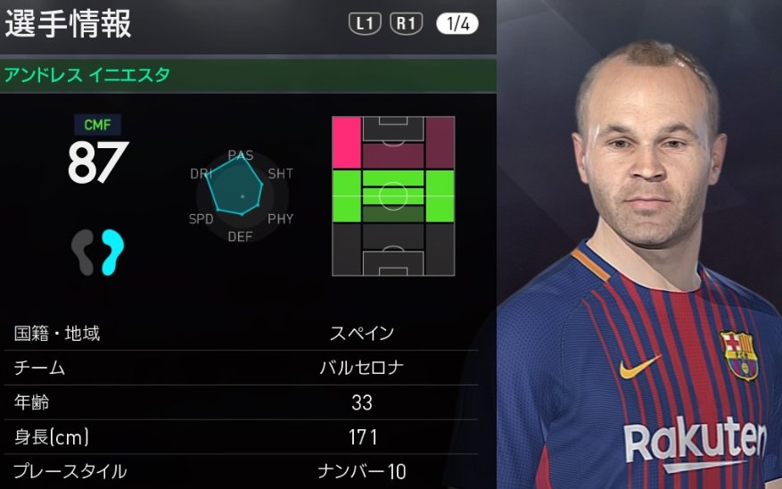  J降臨のイニエスタ、「ウイイレ」と「FIFA」での能力はこんな感じ｜写真3