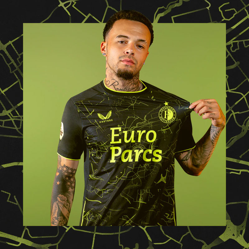 上田綺世はいつ着る？！フェイエノールト、最新ユニは「ロッテルダムの地図」をエレクトリカルに表現｜写真5