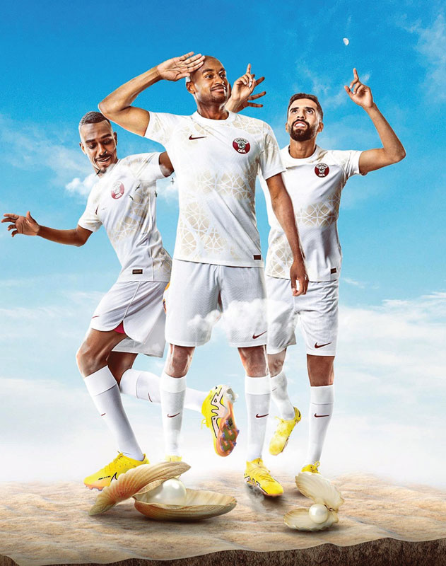 W杯開催国！カタール代表、「国旗と真珠」を描く2022新ユニフォーム｜写真6