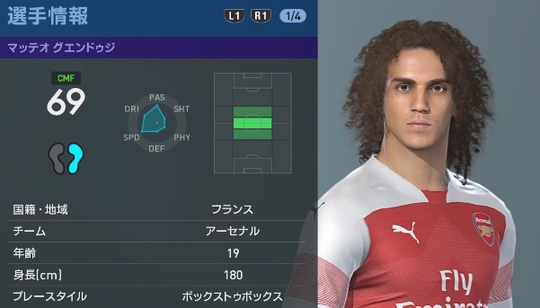 アーセナルの主軸選手、『ウイイレ2019』での能力と顔はこんな感じ｜写真33