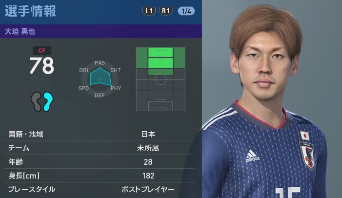 大迫、吉田麻也、酒井宏樹、「ウイイレ2019」での能力値はどうなの？｜写真9