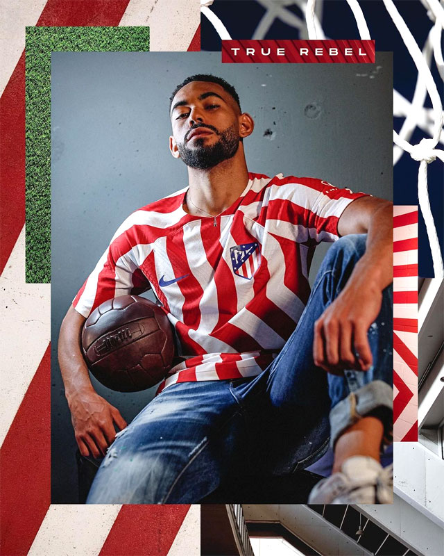 アトレティコ・マドリー、2022-23新ユニフォーム発表！ホームは衝撃「ジグザグ模様」｜写真7