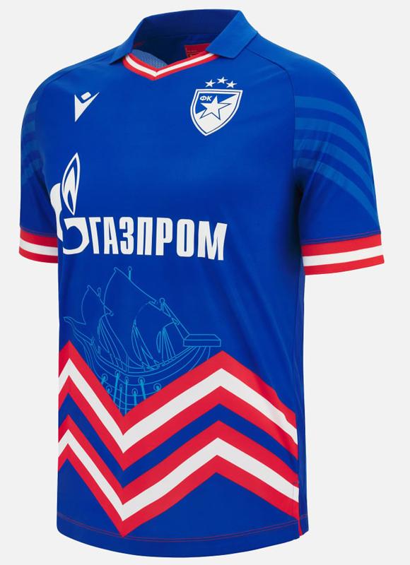 名門ツルヴェナ・ズヴェズダ、今季ユニは「Gazprom」継続！胸に“ロシア企業ロゴ”でCLを戦う｜写真4