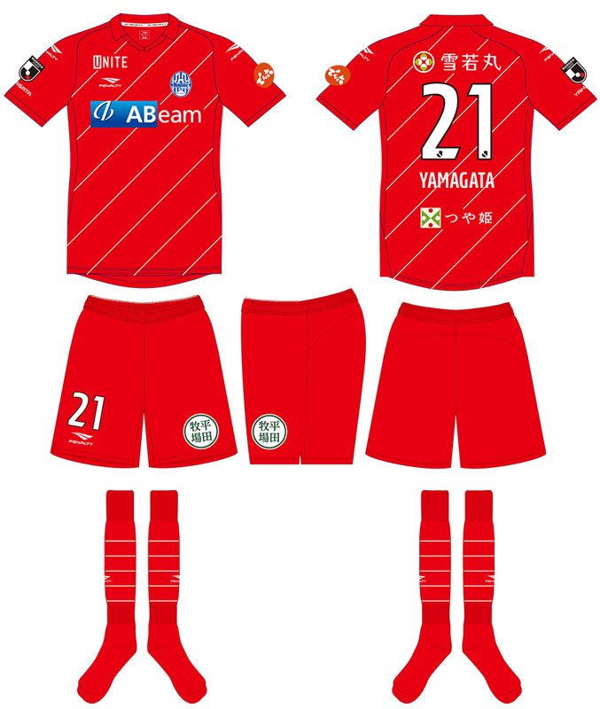 モンテディオ山形、2021新ユニフォームを発表！斬新な「斜めストライプ」｜写真4