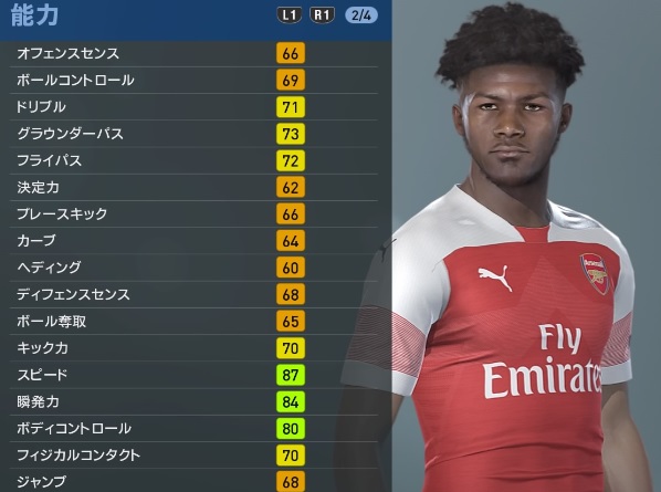 アーセナルの主軸選手、『ウイイレ2019』での能力と顔はこんな感じ｜写真37