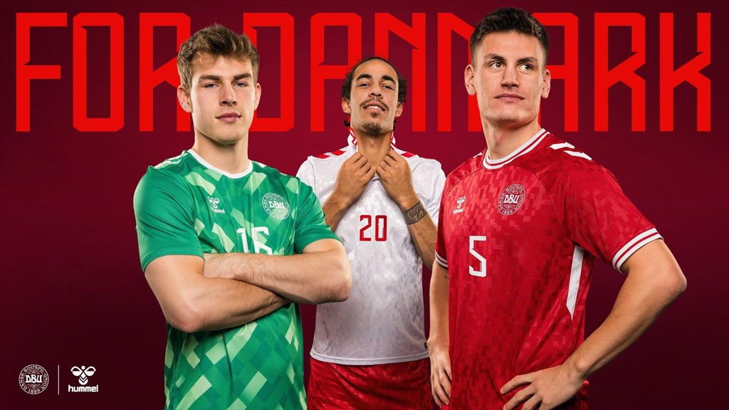 デンマーク代表、EURO2024に向けた新ユニフォーム発表！ゲーム「テトリス」のようなユニークデザイン｜写真8