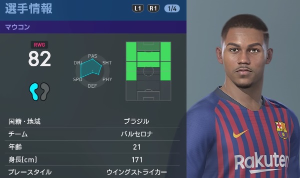 バルセロナの主力選手、『ウイイレ2019』での能力はこうなった｜写真53